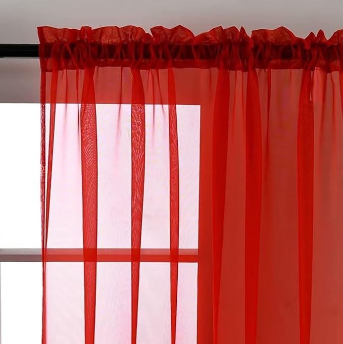SpaceDresser Basic Rod Pocket Sheer Voile Window Curtain Panels White 1 Pair 2 - Image 4