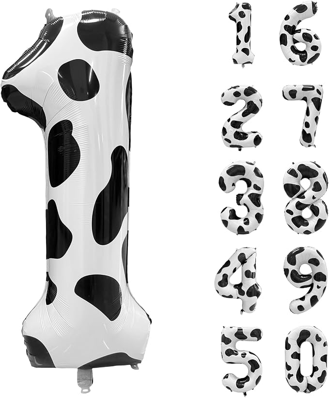 Cow Print Number Balloons, Large Foil Number 1 Balloon 40 Inch Cow Balloon by Yeodong