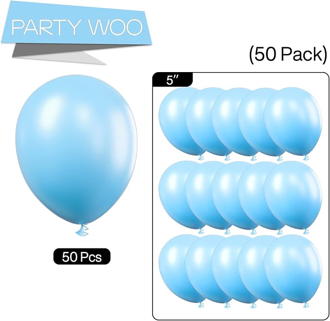 PartyWoo Light Blue Balloons 50pcs Baby Pastel Sky Aqua Blue Color | Balloons - Image 5