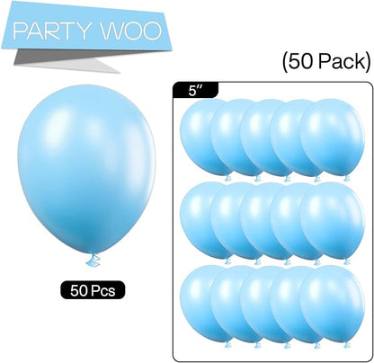 PartyWoo Light Blue Balloons 50pcs Baby Pastel Sky Aqua Blue Color | Balloons - Image 5