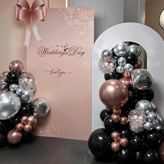 Black Gold and Silver Balloon Garland Arch Kit - Image 7