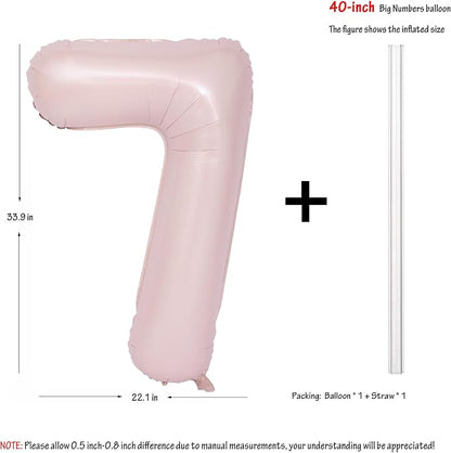40 In Matte Pink Number Balloons Helium Foil Mylar Balloon Party Digital 7 | - Image 2