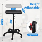 Rolling Salon Tray, Adjustable Salon Tray on Wheels, Premium Aluminum Tattoo Tray Cart for Spa Clinic, Black