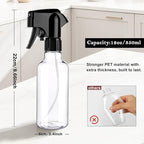 Plastic Spray Bottles 12oz Mist Continuous Spraying Bottle Heavy Duty Empty Water Spray Bottles for Hair, Cleaning Solutions, Plants，Essential Oils 1 Pack (Clear-1pcs)