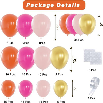 Pink and Orange Balloons Arch Kit 124pcs different sizes | - Image 2