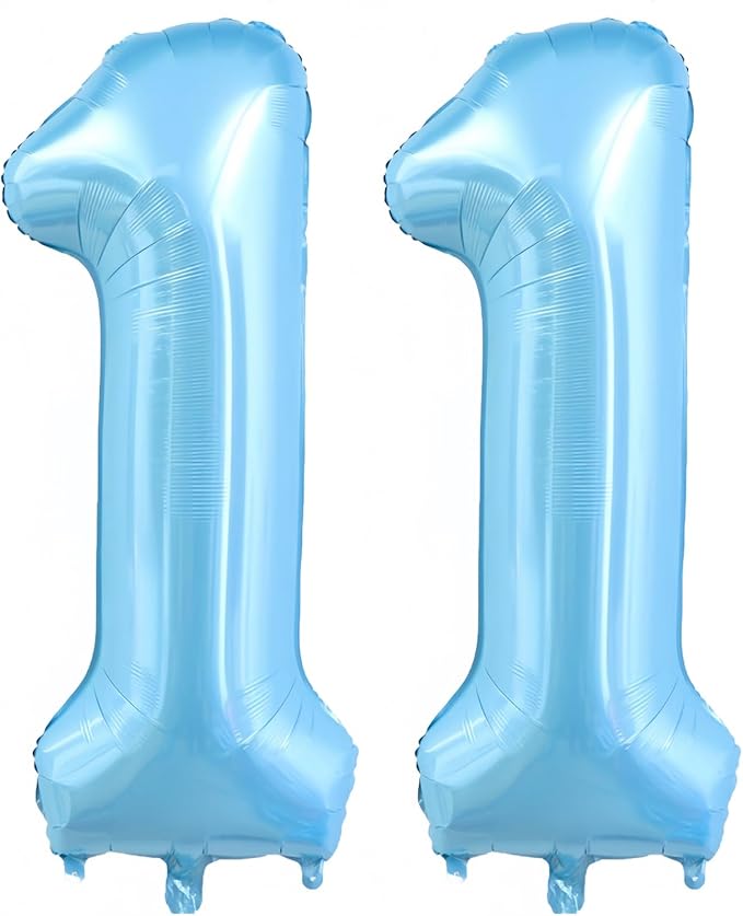 Pastel Blue 11 Balloon Number, Light Blue 11 Balloons by BBPOOL