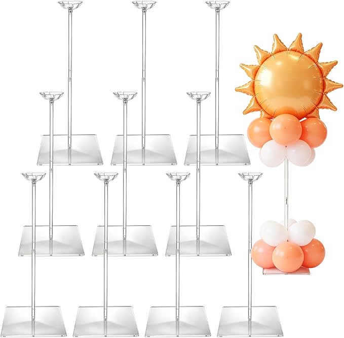10 Pack Clear Acrylic Balloon Stand Kit, 23.6 Inch | Reusable Balloon Sticks by Unknown