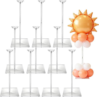 10 Pack Clear Acrylic Balloon Stand Kit, 23.6 Inch | Reusable Balloon Sticks by Unknown