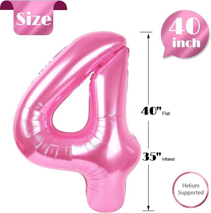 Pink Number 4 Balloon 40 Inch - Image 5