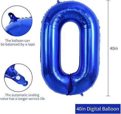 TONIFUL 40 Inch Navy Blue Number 0 Balloons Large Foil Birthday Party Decor | - Image 2