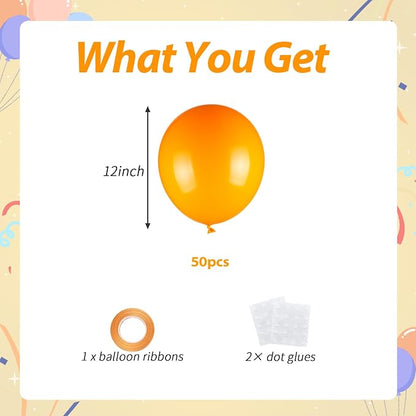 50pcs Orange Balloons, Helium 12inch Orange Party Balloons - Image 2