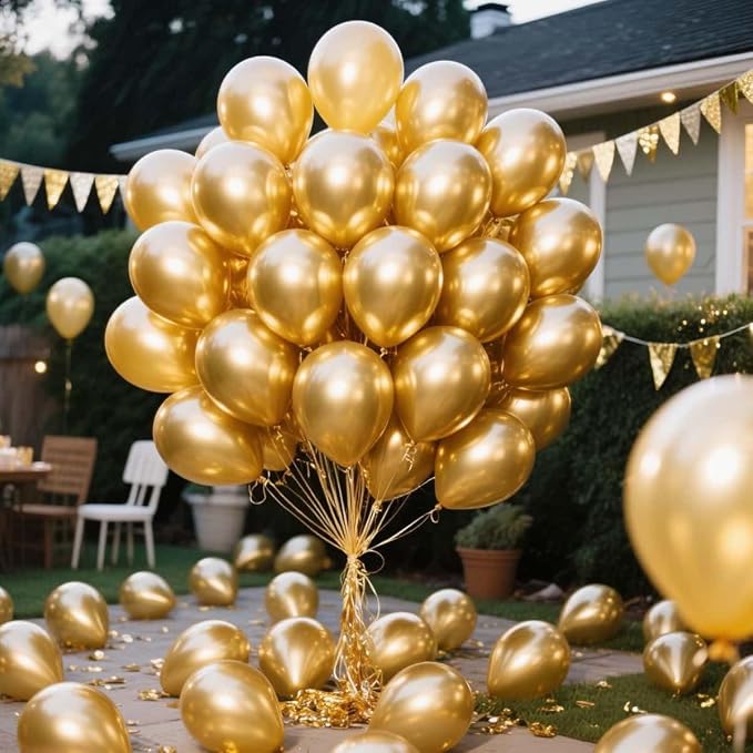 300 Pcs Gold Metallic Chrome Balloons 12 inch Gold Helium Party Balloon - Image 7