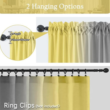 Yellow and Grayish Curtains for Living Room 63 Inch Length Ombre Curtains 2 - Image 5