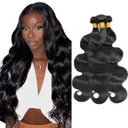 28 30 32 Inch Human Hair Bundles Natural Black Body Wave Bundles Brazilian Virgin Remy Hair Extensions Niegmeag Double Weft Color 1B Body Wave Bundle Hair Weave 300g