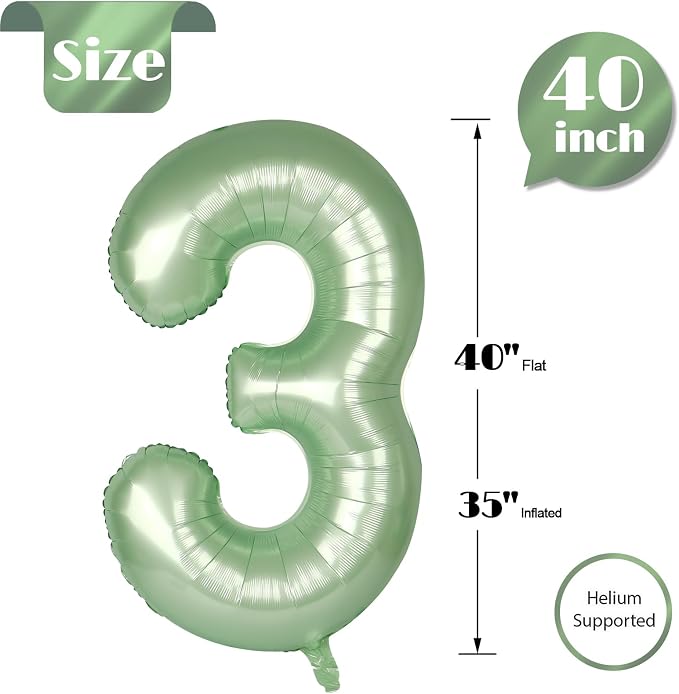 Oliver Green Number 3 Balloon 40 Inch - Image 5