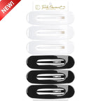 RC ROCHE 6 Pcs Flat Claw Hair Clips for Women Lay Down Barrettes No Crease Side Slide Thick Long Hair Duckbill French Against Head Jaw Claw Styling Clamp, Medium Black & White