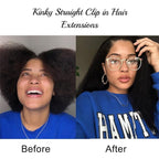 Clip in Hair Extensions Real Human Hair Clip Ins 100% Unprocessed Brazilian Virgin Hair Clip Ins Seamless Kinky Straight Hair Clip in Hair Extensions 8pcs with 18 Clips 120g(22inch)