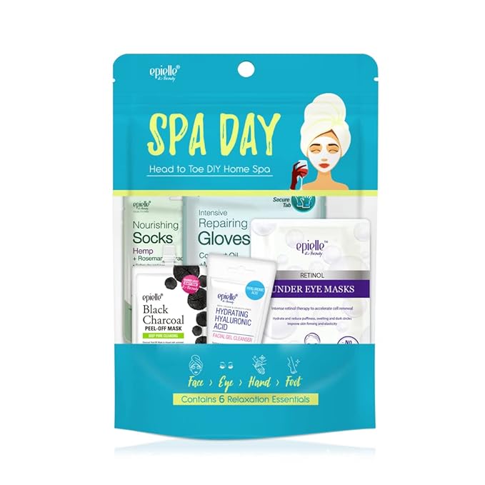 Epielle Spa Day Kit, 6 Relaxation Essentials, Hydrating & Detoxifying for Radiant Skin, At-Home Spa Kit, Self Care Gifts for Women, Korean Skin Care Set, Stocking Stuffers, Thanksgiving Essentials