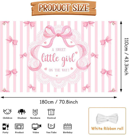 AIBIIN A Sweet Little Girl is on The Way Photography Background Pink Bow Girls - Image 2