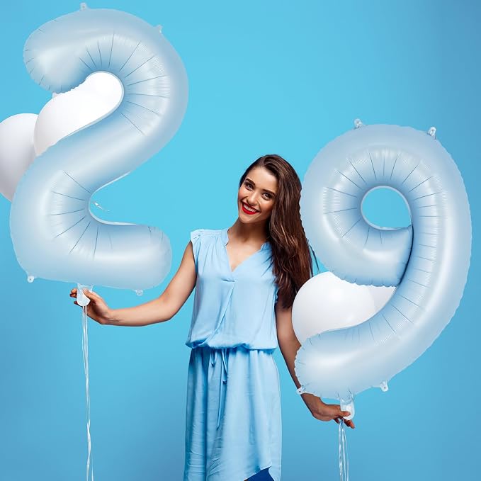 Light Blue Number 9 Balloon, 40 Inch Big Large Foil Number Balloons, Giant - Image 5