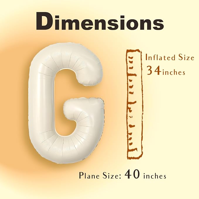 SUWEN 40 Inch Cream Large G Letter Balloons Big Foil Helium A-Z | Jumbo Mylar - Image 6