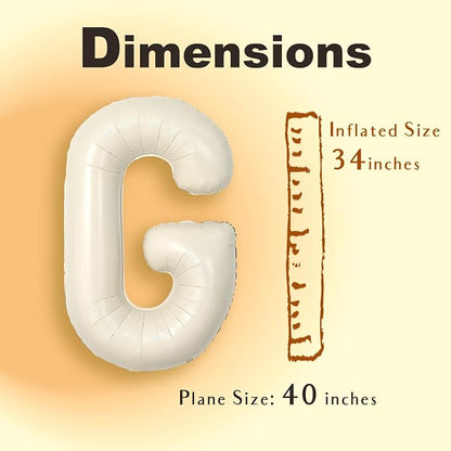 SUWEN 40 Inch Cream Large G Letter Balloons Big Foil Helium A-Z | Jumbo Mylar - Image 6