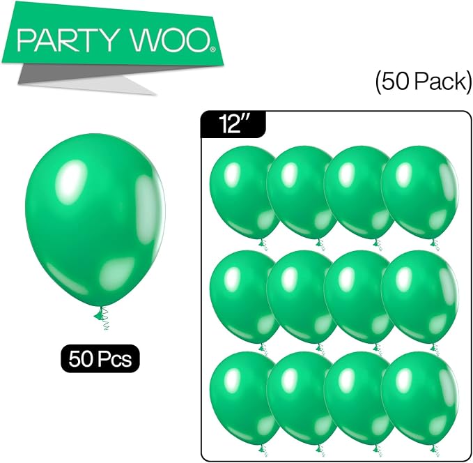 PartyWoo Pearl Emerald Balloons 50pcs Hunter Forest Green Color | 12 Inch - Image 5