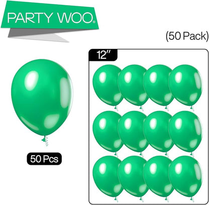 PartyWoo Pearl Emerald Balloons 50pcs Hunter Forest Green Color | 12 Inch - Image 5