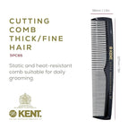 Kent SPC85 5 inch Salon-Style Dressing Cutting Comb with Wide and Fine Teeth Professional Barber Haircut Comb for Styling and Teasing, Hard Rubber, Anti-static, Unbreakable & Heat Resistant