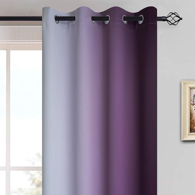 Yakamok Ombre Curtains Purple and Greyish White - Image 3