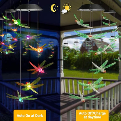 Toodour Solar Wind Chimes Outdoor, Color Changing Solar Lights Dragonfly | Gifts - Image 4
