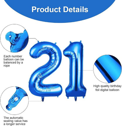 OFFCUP 40 Inch Blue Number 21 Balloon - Image 3