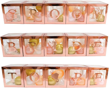 96 PC Bridal Shower Decorations Balloon Boxes Rose Gold - Image 7
