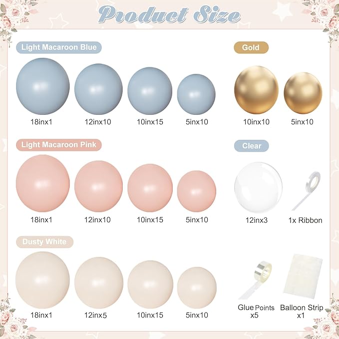 Gender Reveal Pink Blue Balloon Arch Kit Baby Shower Decorations | 126Pcs Pink - Image 6
