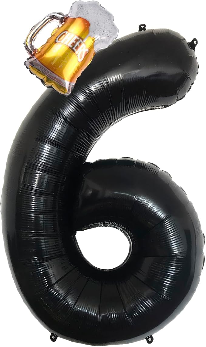 40 Inch Black Giant Number Balloon And Mini Beer Balloon Foil Polyester Film by Unknown