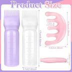 2 Pack Hair Oil Applicator Bottle for Scalp with Massage Comb,6 OZ Hair Oil Bottle with Root Comb for Scalp, Shampoo Scrubber Applicator,Hair Dye Tools(Purple, white)