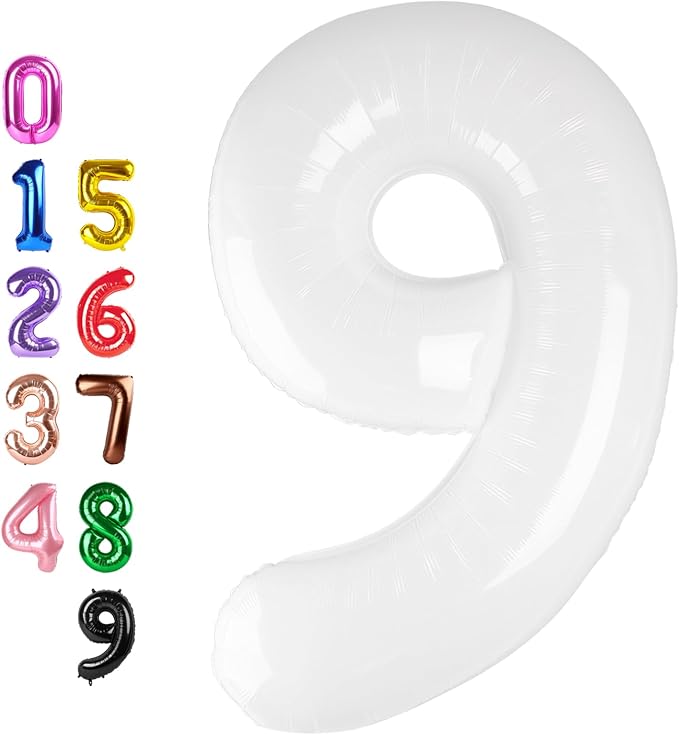 Number Balloons 9 Balloon White by Enyeopd