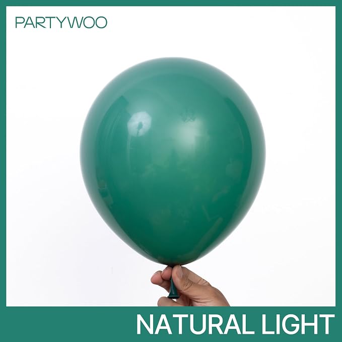 PartyWoo Dark Green Balloons 50pcs Emerald Hunter Forest Green Boho Neutral | - Image 2