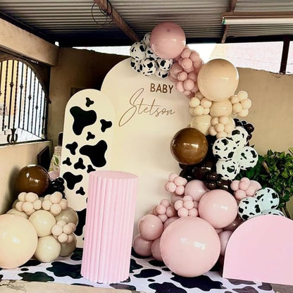 Cowgirl Balloons, 12 Inch Light Pink Brown Sand and Cow Print Balloon - Image 6