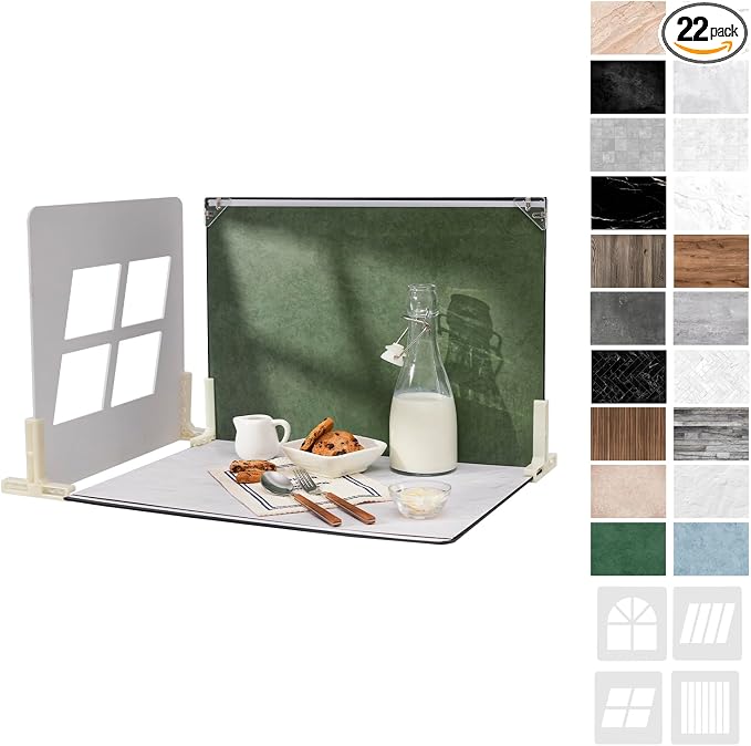 16 x 11.5 in Photo Backdrop Kit, 10 Sheets, 20 Patterns, 4 Shadow Boards | by MDAOCRY