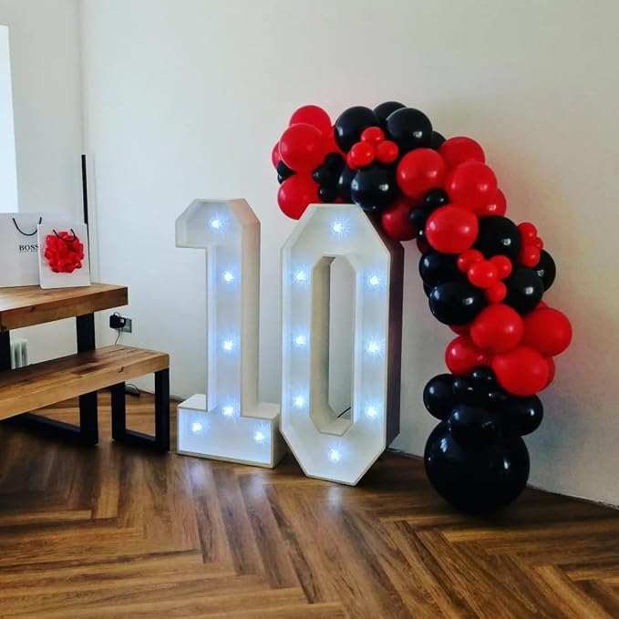 Red and Black Balloon Arch Kit，129Pcs Black and Red Balloons | 4 Sizes Latex - Image 8