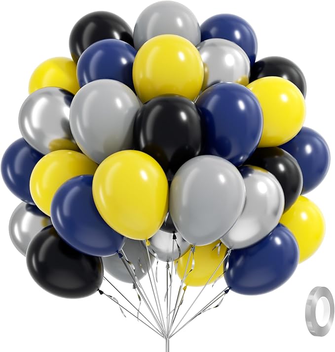 60pcs 12inch Black and Yellow Balloons by Leraqertra