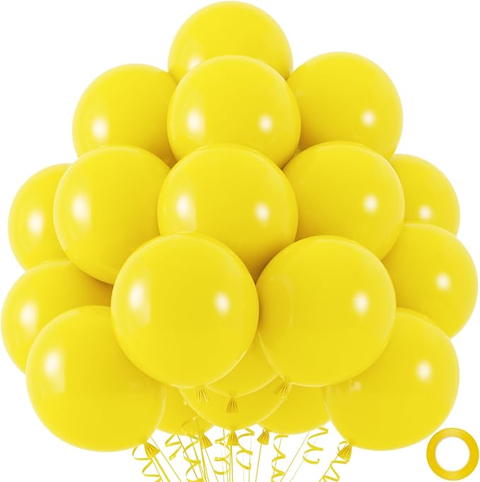 50pcs Yellow Balloons 12 Inch Mustard & Sun Yellow Latex Party Balloons by Colorfullifefromnowon