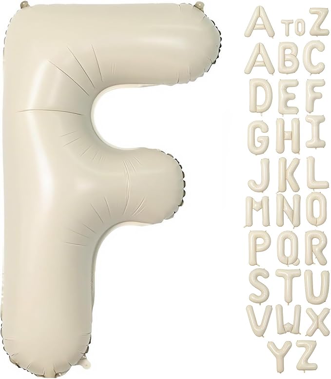 Cream Letter F Balloons, 40 Inch Balloons Letter F Mylar Helium Large F Balloon by BBPOOL