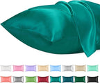 Lirex Satin Pillowcase for Hair and Skin, Super Soft and Cooling Similar to Silk, 2 Pack Standard Size 20"X 26" Pillow Cases with Envelope Closure, Gifts for Women Men, Aquamarine