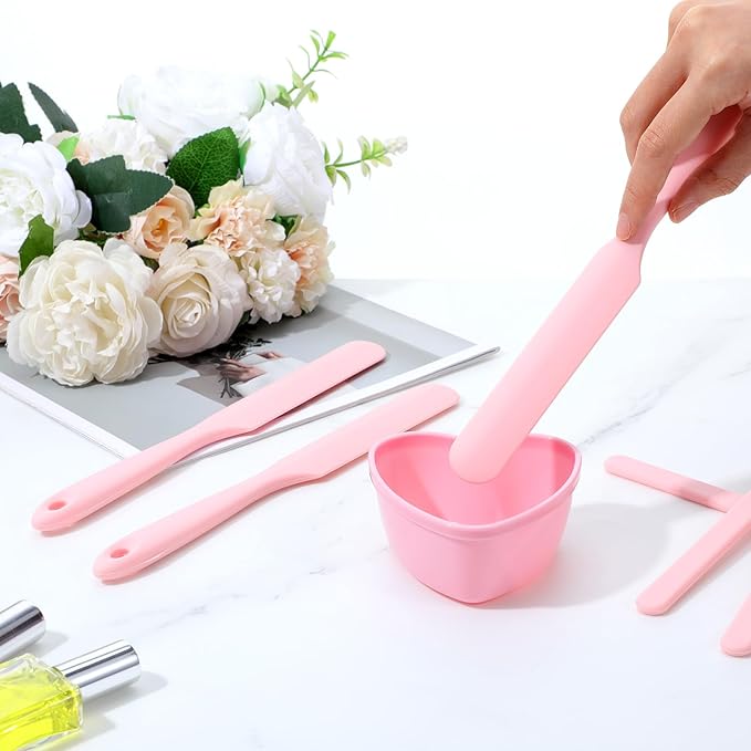 6PCS Silicone Wax Applicator Sticks, Pink Reusable Hard Wax Spurtle Spatula Non-stick Stirring Wand Hair Removal Sticks Applicator Spatula for Home Salon Body Use