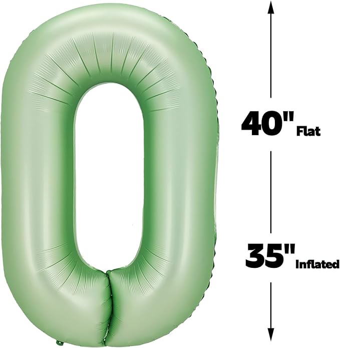 Sage Green 40 Inch 0 Number Balloons, 0 Decorations - Image 3