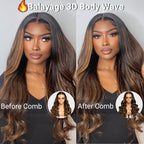 KLAIYI Bye Bye Knots Glueless Wig Ombre Brown Body Wave Pre Cut 7x5 Lace Front Wigs Human Hair Pre Plucked Pre Bleached Pre Everything Wear and Go Wig 12A Highlight Balayage 30S Ready To Go 26Inch