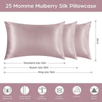 Silk Pillowcase for Hair and Skin, 2 Pack 100% Mulberry Silk Pillowcase 25 Momme, 600 Thread Count, Both Side Pure Silk Pillow Cover with Hidden Zipper (ApricotGray, King 20''×36'')