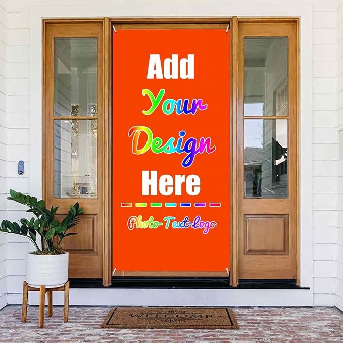 Custom Door Cover Banner, Photo Text Logo Name, Background Door Sign, by ZOLRITH